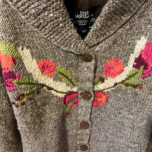 Cozy Sundance Lost Horizons Celia Rose Cardi Sweater, Hand-Knit Fleece Lined S/M - Picture 11 of 12